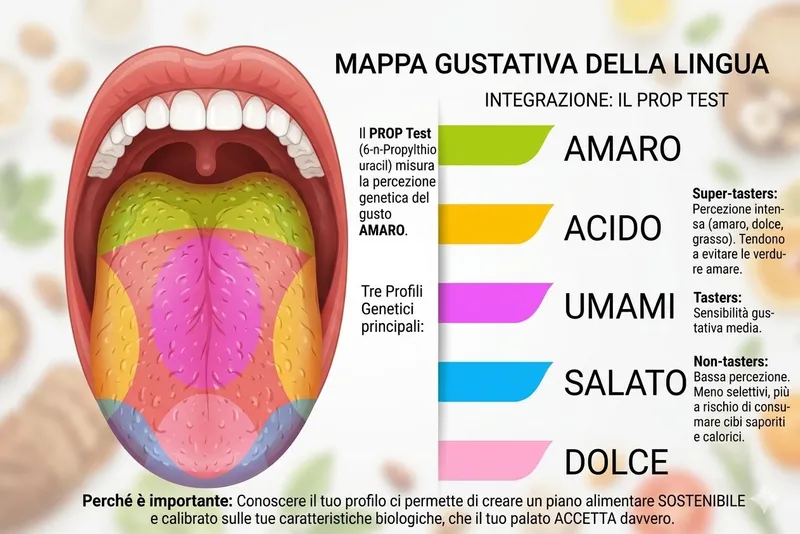 Mappa gustativa della lingua utilizzata per il PROP Test genetico